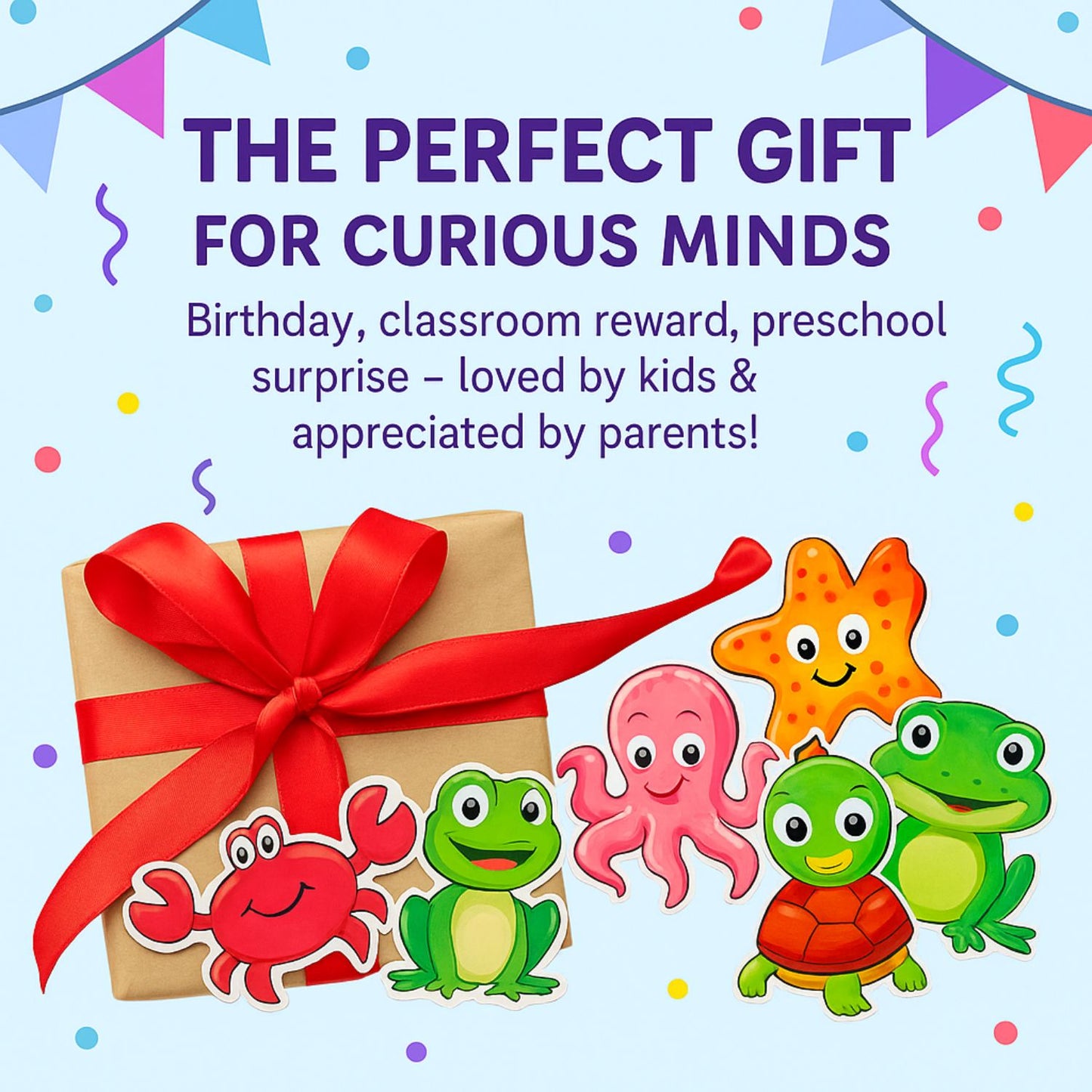 Sea Animal Fridge Magnet Set for Kids | 14 Cute Ocean Creature | Educational Cartoon-Style Magnets