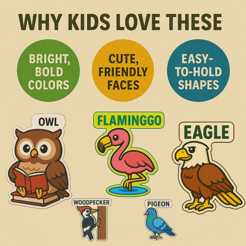 Tweet Squad: Cute Birds with Names Fridge Magnet Set