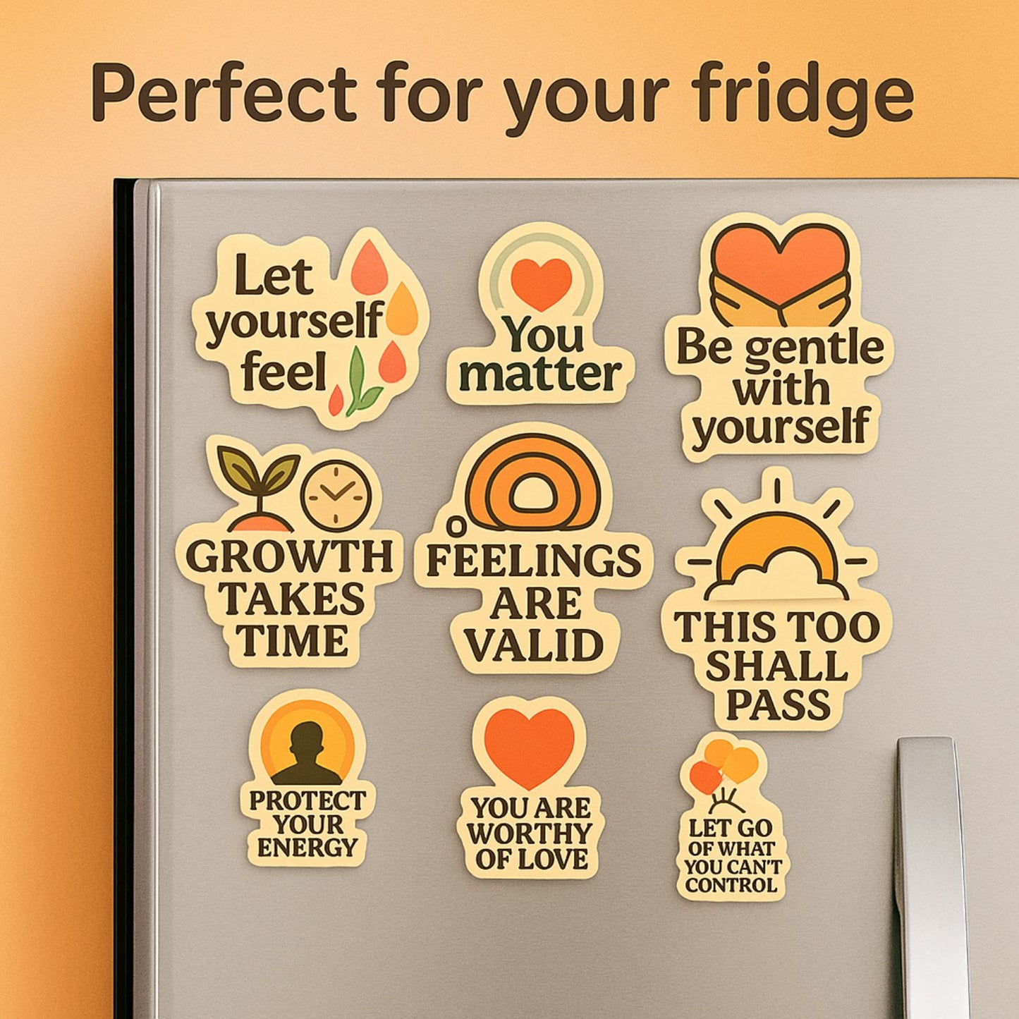 Daily Mental Health Reminder Magnets – 12 Uplifting Affirmations for Fridge or Desk