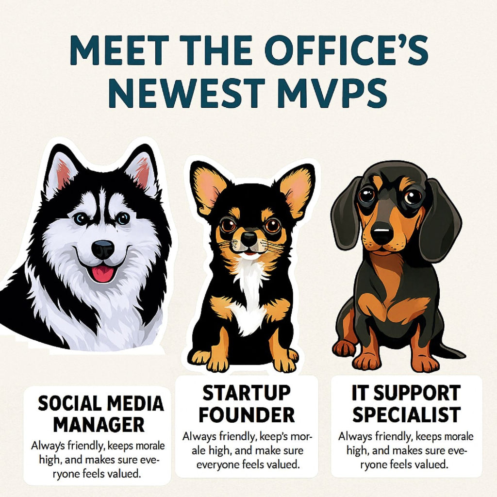 Corporate Funny Dog Stickers Set | Office-Themed Dog Memes | Waterproof Vinyl for Laptop, Desk, Bottle & Workstation Fun