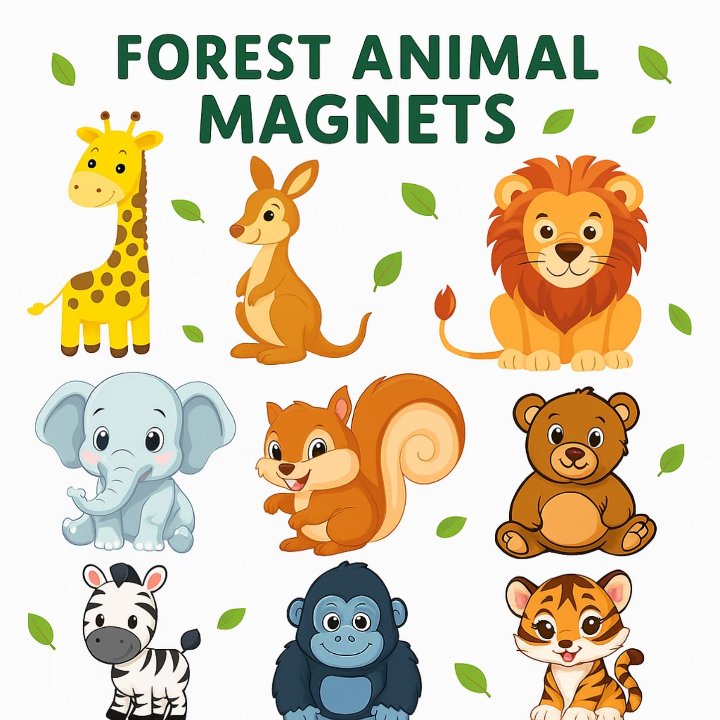 Forest Animals Fridge Magnet Set for Kids | 14 Cute Animal Magnets | Educational & Decorative Cartoon Magnets for Fridge, Whiteboard & Learning Play