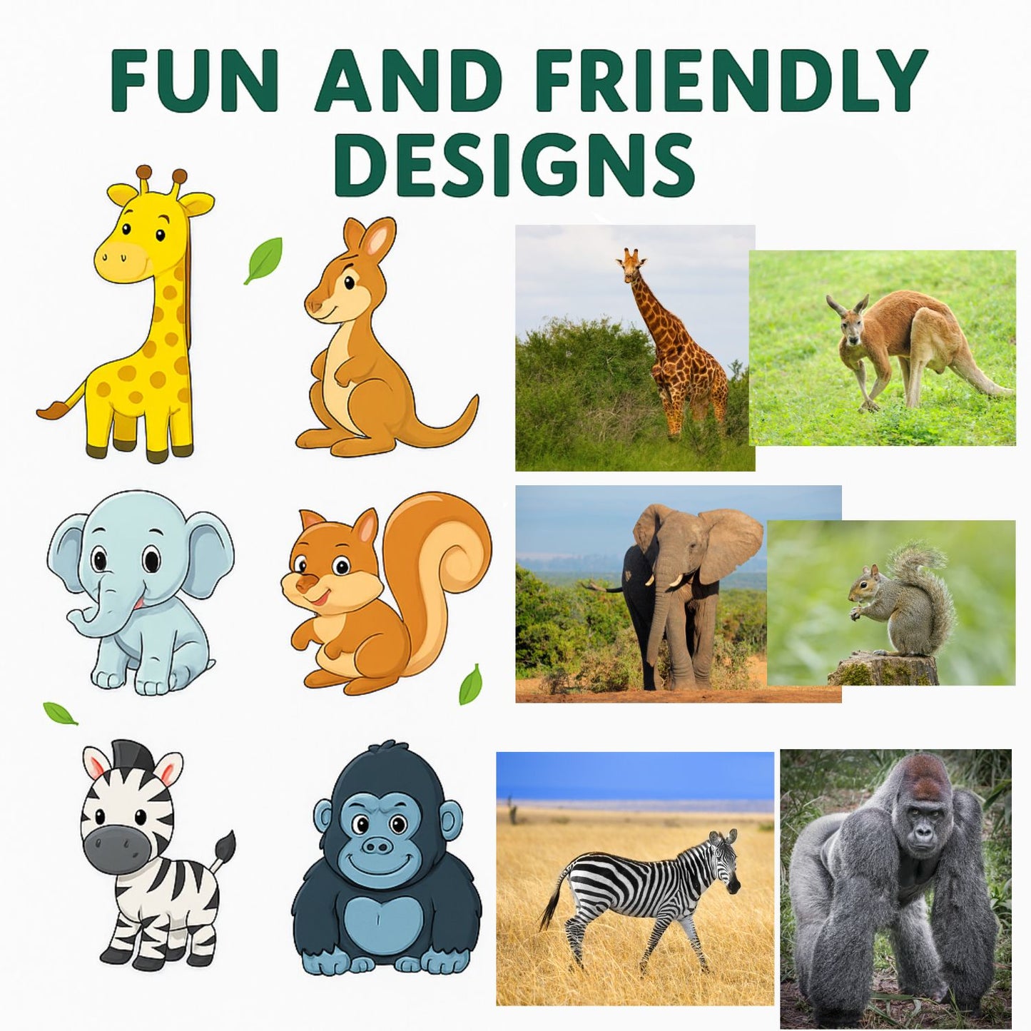Forest Animals Fridge Magnet Set for Kids | 14 Cute Animal Magnets | Educational & Decorative Cartoon Magnets for Fridge, Whiteboard & Learning Play