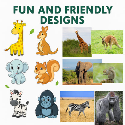 Forest Animals Fridge Magnet Set for Kids | 14 Cute Animal Magnets | Educational & Decorative Cartoon Magnets for Fridge, Whiteboard & Learning Play