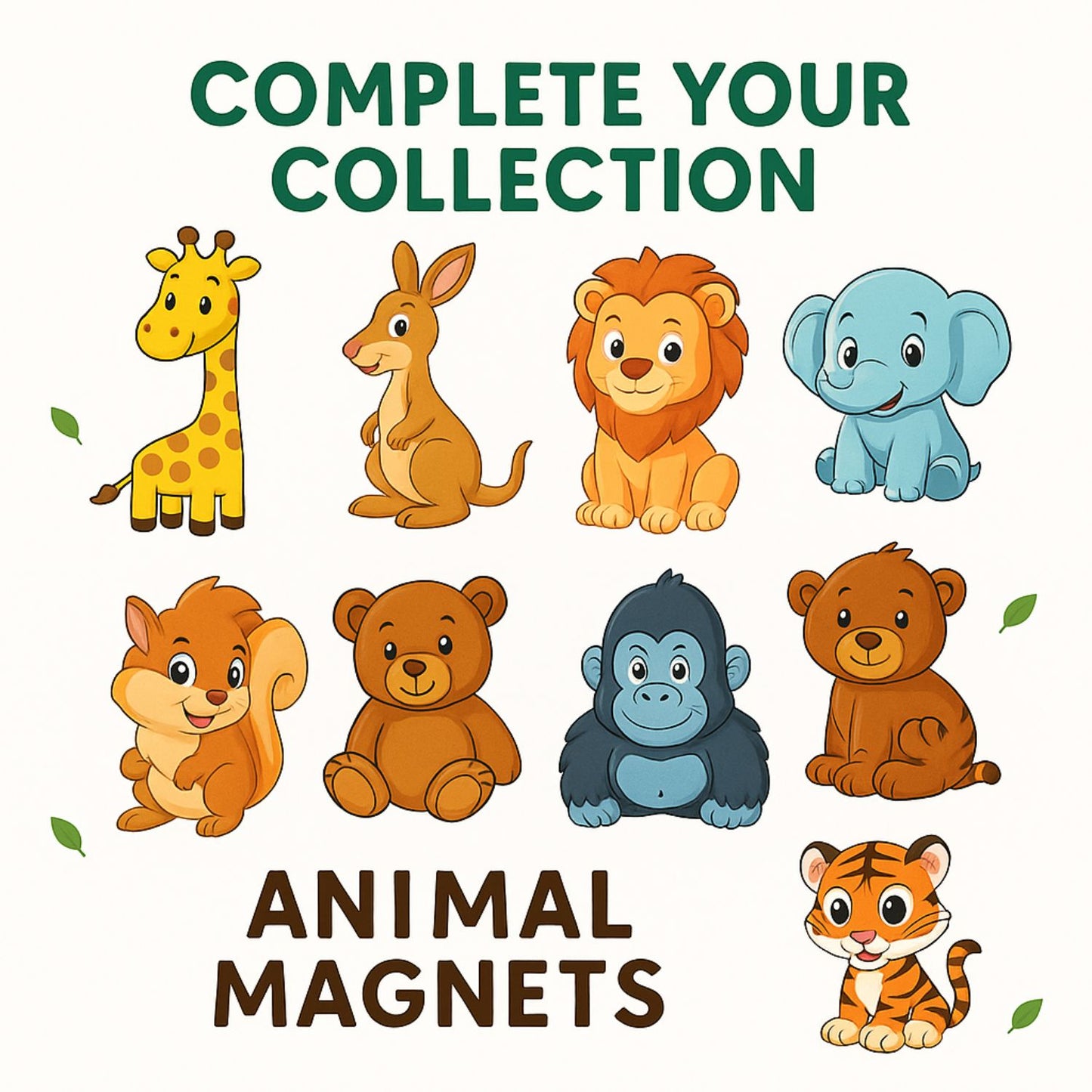 Forest Animals Fridge Magnet Set for Kids | 14 Cute Animal Magnets | Educational & Decorative Cartoon Magnets for Fridge, Whiteboard & Learning Play