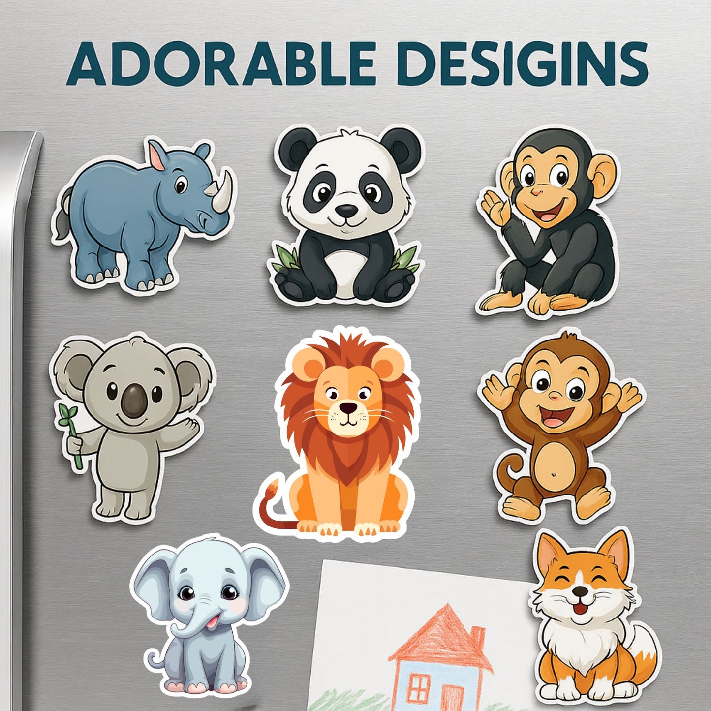 Forest Animals Fridge Magnet Set for Kids | 14 Cute Animal Magnets | Educational & Decorative Cartoon Magnets for Fridge, Whiteboard & Learning Play