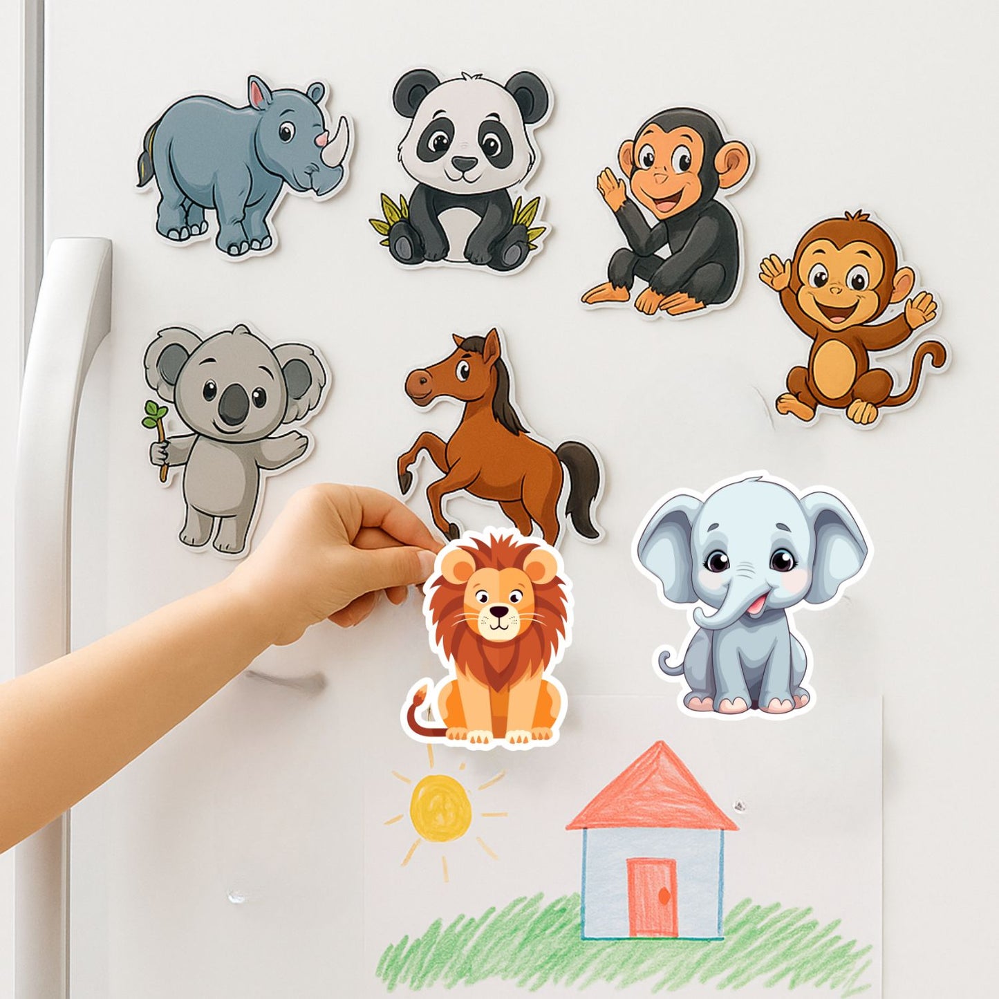 Forest Animals Fridge Magnet Set for Kids | 14 Cute Animal Magnets | Educational & Decorative Cartoon Magnets for Fridge, Whiteboard & Learning Play