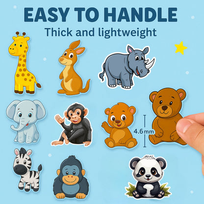Forest Animals Fridge Magnet Set for Kids | 14 Cute Animal Magnets | Educational & Decorative Cartoon Magnets for Fridge, Whiteboard & Learning Play