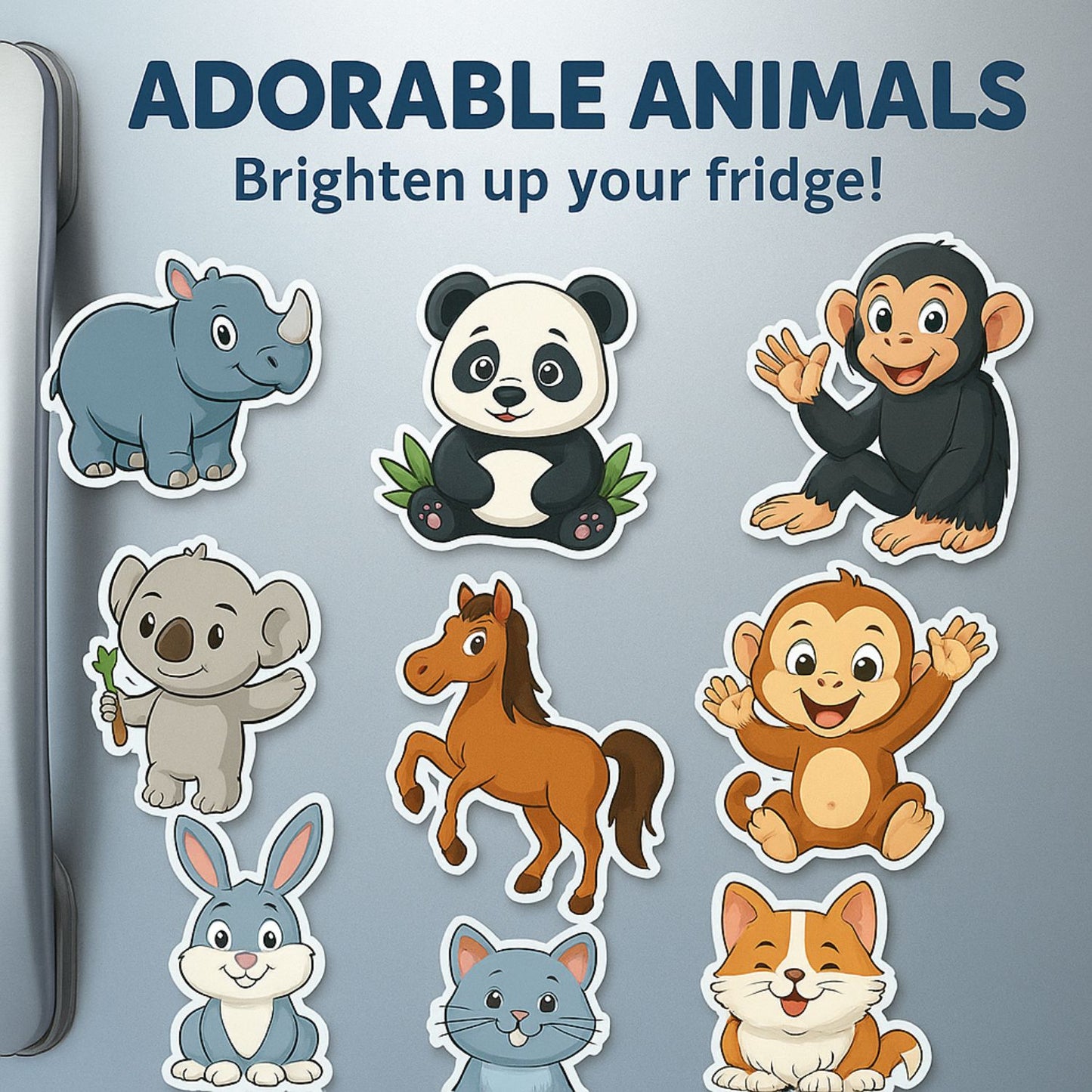 Forest Animals Fridge Magnet Set for Kids | 14 Cute Animal Magnets | Educational & Decorative Cartoon Magnets for Fridge, Whiteboard & Learning Play