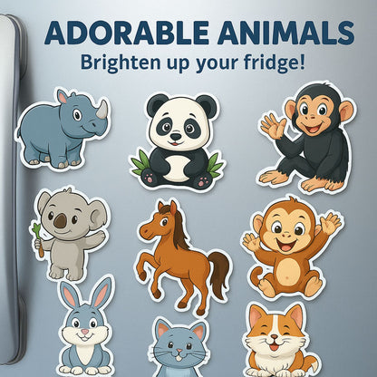 Forest Animals Fridge Magnet Set for Kids | 14 Cute Animal Magnets | Educational & Decorative Cartoon Magnets for Fridge, Whiteboard & Learning Play
