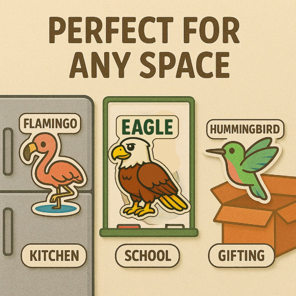 Tweet Squad: Cute Birds with Names Fridge Magnet Set