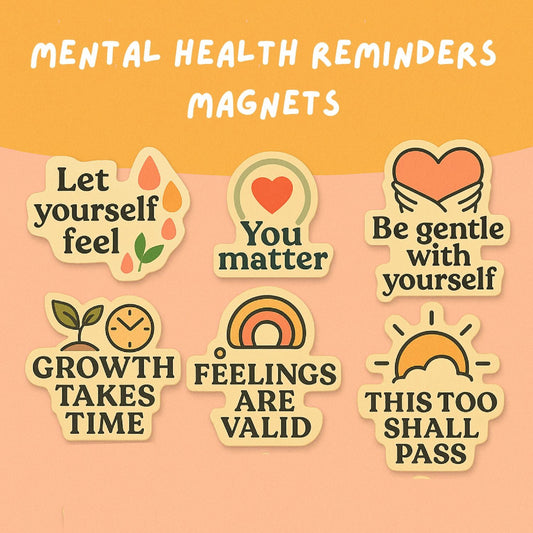 Daily Mental Health Reminder Magnets – 12 Uplifting Affirmations for Fridge or Desk