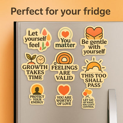 Daily Mental Health Reminder Magnets – 12 Uplifting Affirmations for Fridge or Desk