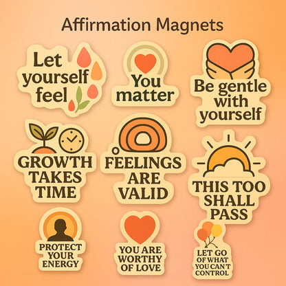 Daily Mental Health Reminder Magnets – 12 Uplifting Affirmations for Fridge or Desk
