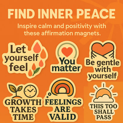 Daily Mental Health Reminder Magnets – 12 Uplifting Affirmations for Fridge or Desk