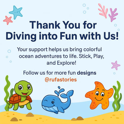 Sea Animal Fridge Magnet Set for Kids | 14 Cute Ocean Creature | Educational Cartoon-Style Magnets