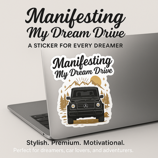 Manifesting My Dream Drive – Luxury SUV Sticker with Dashboard Cards for Dreamers & Car Lovers