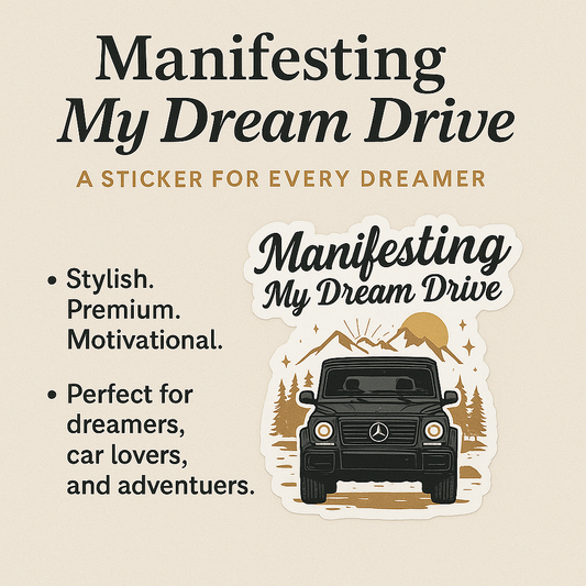 Manifesting My Dream Drive – Luxury SUV Sticker with Dashboard Cards for Dreamers & Car Lovers