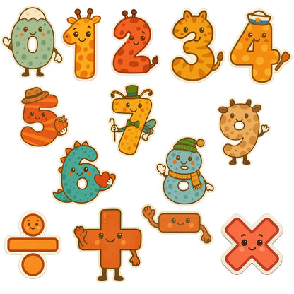 Numbers & Math Symbols Magnet Set for Kids | 14 Educational Fridge Magnets (0–9 + Symbols) | Fun Learning Toy